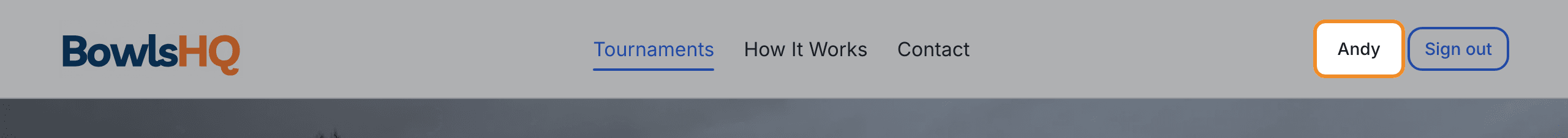 The site header, with your first name ringed at the top right