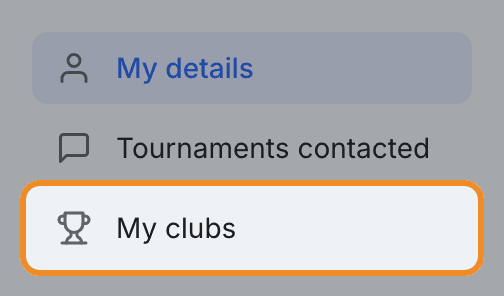The account sidebar, with My clubs ringed
