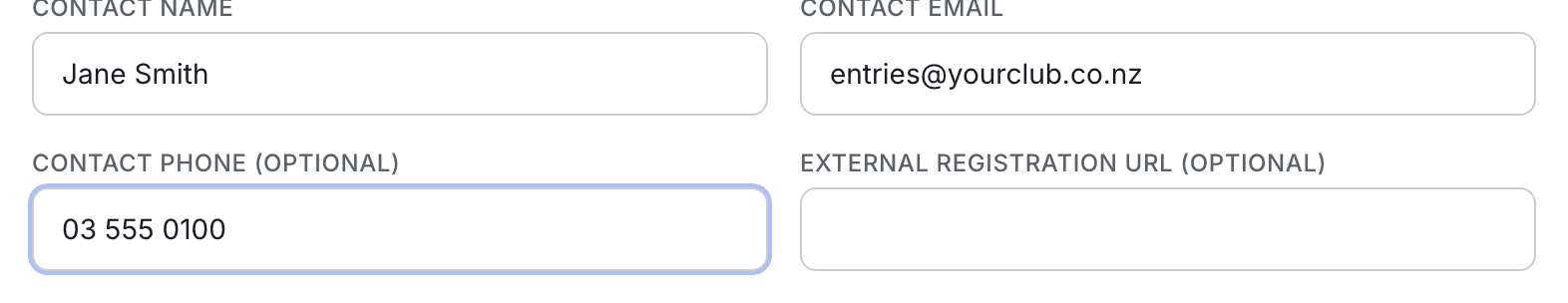 Contact fields, pre-filled from your account